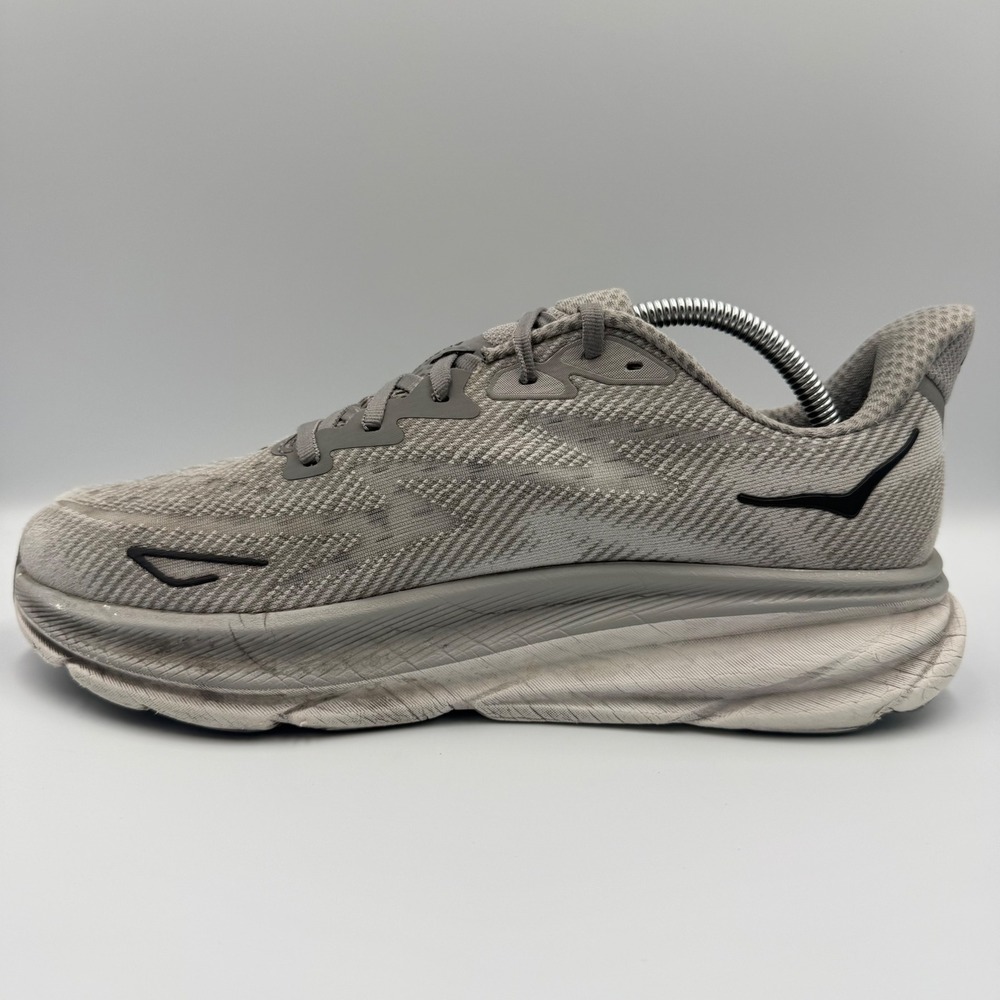 Hoka One One Clifton 9 Men's Size 9.5 Grey White Running Shoes Athletic Sneakers - Picture 2 of 10